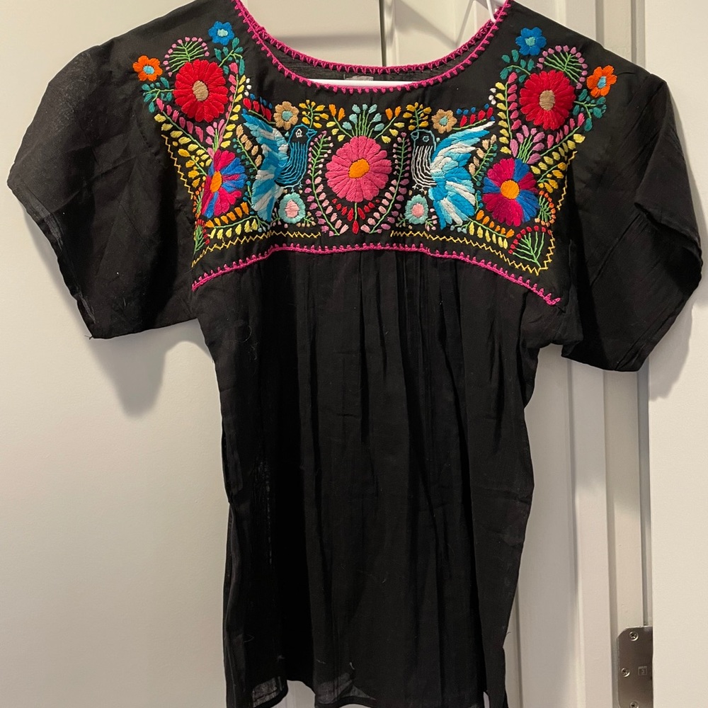 Authentic Mexican Otomi Shirt-Hand Embroidered